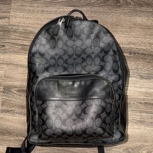 Coach Leather Black Signature Patterned Men's Backpack